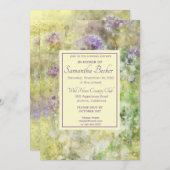 おしゃれなパープルの花柄 招待状 (正面/裏面)