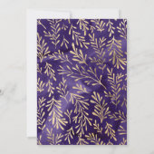 おしゃれなパープルゴールドの葉 75歳の誕生日 招待状 (裏面)