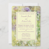 おしゃれなパープルフラワーウェディング 招待状 (正面)