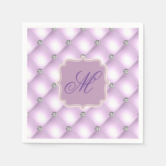 おしゃれなパープルラグジュアリー モノグラム フェスティブ スタンダードカクテルナプキン (正面)