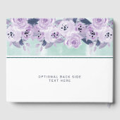 おしゃれなパープル＆ターコイズ フラワー ボーダー ベビーシャワー ゲストブック (裏面)