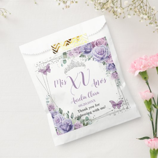 おしゃれなパープル ライラック 花の蝶のキンセアニエラ フェイバーバッグ (封をした状態)