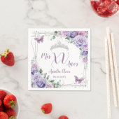 おしゃれなパープル ライラック 花の蝶のキンチャネラ スタンダードカクテルナプキン (インサイチュ)