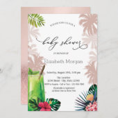 おしゃれなパームとグリッター ボケのベイビー シャワー 招待状 (正面/裏面)