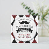 おしゃれなヒゲの独身パーティー招待状 招待状 (スタンド正面)