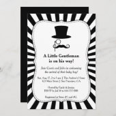 おしゃれなヒゲの紳士 赤ちゃん男の子 シャワー招待状 招待状 (正面/裏面)