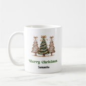 おしゃれなヒョウ柄のクリスマスツリー パーソナライズ マグカップ (左)