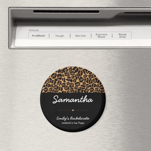 おしゃれなヒョウ柄のプリントを施した独身最後の夜のパーティー用品 マグネット (インサイチュ (食洗機))