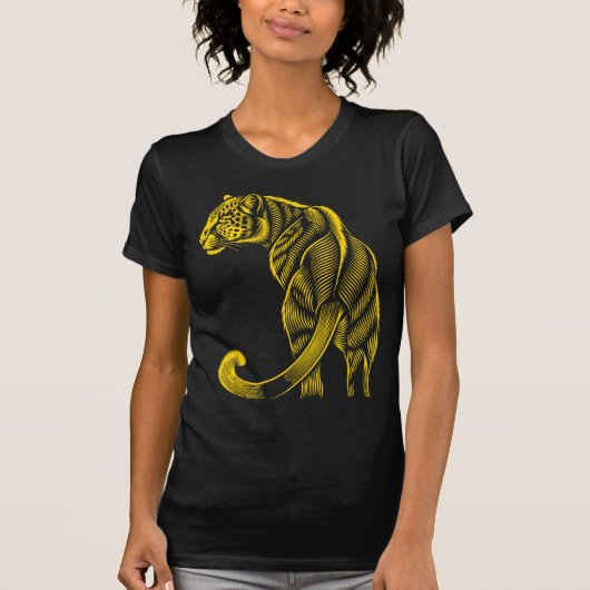 おしゃれなヒョウ柄ゴールド Tシャツ (正面)