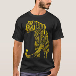 おしゃれなヒョウ柄ゴールド Tシャツ