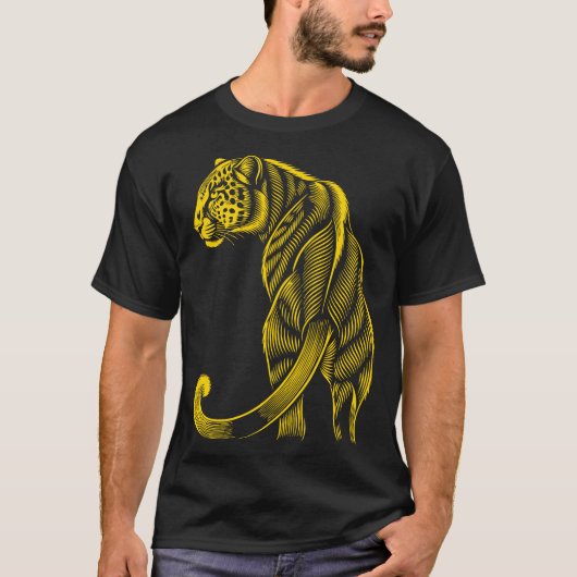 おしゃれなヒョウ柄ゴールド Tシャツ (正面)
