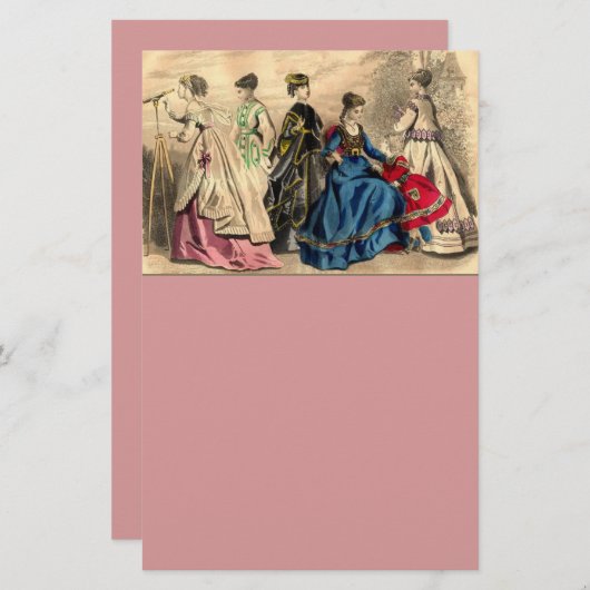 おしゃれなビクトリアン女性文房具 便箋 (正面/裏面)