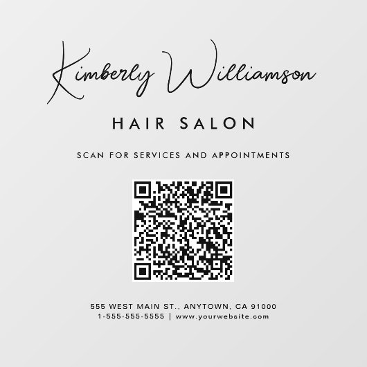 おしゃれなビジネス名 シグネチャースクリプト QRコード ウィンドウサイン (シート)