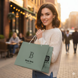 おしゃれなビジネス カスタム モノグラム ミニマル ラージペーパーバッグ