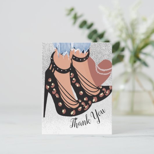 おしゃれなビューティーファッショニスタブロガー キラキラ 課題 ポストカード (スタンド正面)