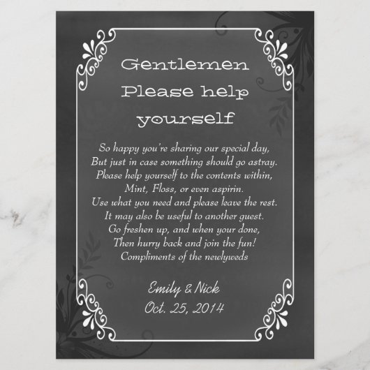 おしゃれなビンテージ黒板風結婚式バスケット看板 (正面)