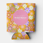 おしゃれなビンテージ オレンジ フラワー ブライダル シャワー オーダーメイド 缶クーラー (正面)