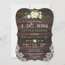 おしゃれなビンテージ レース 白い花 木製 I DO BBQ