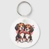 おしゃれなビーグル犬のアート キーホルダー (正面)