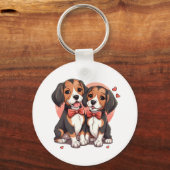 おしゃれなビーグル犬のアート キーホルダー (正面)