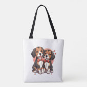 おしゃれなビーグル犬のアート トートバッグ (裏面)