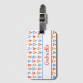 おしゃれなビーチまたはプールパーティーのパーソナライズされたハッピーウェディング ラゲッジタグ (正面縦)