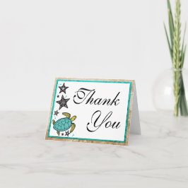 おしゃれなビーチウェディングのお礼カード サンキューカード