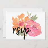 おしゃれなピンクとオレンジの春の花のRSVPカード 招待状 (裏面)