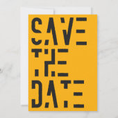 おしゃれなピンクとオレンジの70年代レトロストライプ結婚式 セーブザデート (裏面)