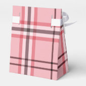 おしゃれなピンクとグレイのチェック柄パーティー ファッションデザイン フェイバーボックス (裏面サイド)