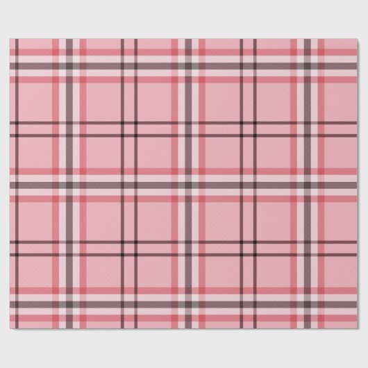 おしゃれなピンクとグレー チェック柄 パーティー ファッション ラッピングペーパー (フラット)