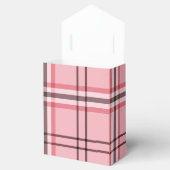 おしゃれなピンクとグレー チェック柄 ファッションパーティー フェイバーボックス (オープン)