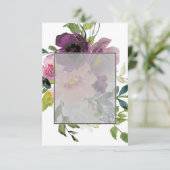 おしゃれなピンクとパープルの花柄のウェディング 招待状テンプレート 無料 招待状 (スタンド正面)