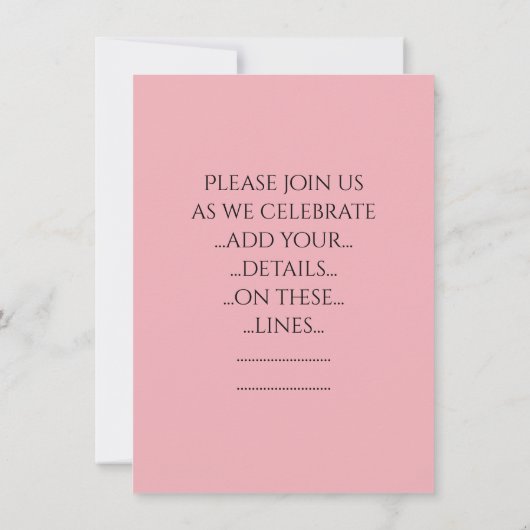 おしゃれなピンクとブラックの幅広ストライプ 招待状 (裏面)