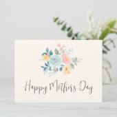 おしゃれなピンクとブルーの花束　母の日 カード (スタンド正面)