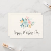 おしゃれなピンクとブルーの花束　母の日 カード (正面/裏面インサイチュ)