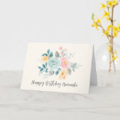 おしゃれなピンクとブルーの花束 - 誕生日 カード (黄色い花)