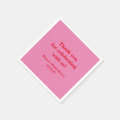 おしゃれなピンクとレッドのカスタム ブライダルシャワー お礼 スタンダードカクテルナプキン (角)