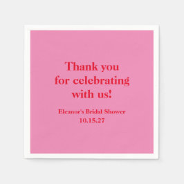 おしゃれなピンクとレッドのカスタム ブライダルシャワー 感謝 スタンダードカクテルナプキン