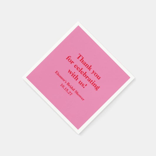 おしゃれなピンクとレッドのカスタム ブライダルシャワー 感謝 スタンダードカクテルナプキン (角)