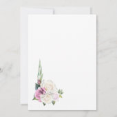 おしゃれなピンクと白のバラの花のウェディング 招待状 (裏面)