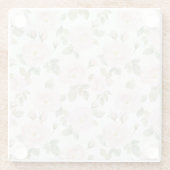 おしゃれなピンクと白のバラの花のブライズシャワー ガラスコースター (裏面)