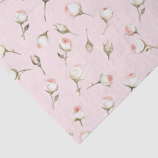 おしゃれなピンクと白のバラの花の花嫁のシャワー 薄葉紙 (詳細)