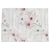 おしゃれなピンクと白の花のブライズシャワー ラージペーパーバッグ (正面)