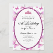 おしゃれなピンクと白の18歳誕生日デビュー招待状 招待状 (正面)
