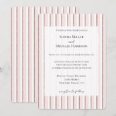 おしゃれなピンクと茶色と白のストライプの結婚式 招待状 (正面/裏面)