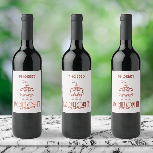 おしゃれなピンクと赤の落書きカスタムワインボトルラベル ワインラベル