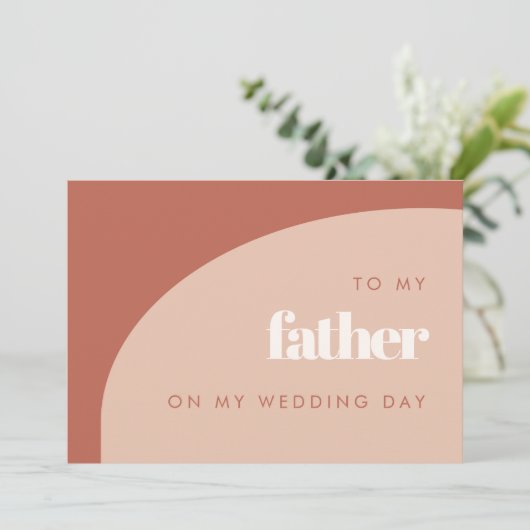 おしゃれなピンクのウェディングカード 父へのプレゼント (スタンド正面)