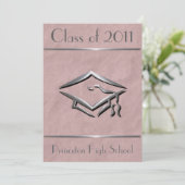 おしゃれなピンクのカスタマイズできる卒業パーティー招待状 招待状 (スタンド正面)