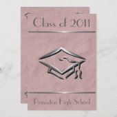 おしゃれなピンクのカスタマイズできる卒業パーティー招待状 招待状 (正面/裏面)